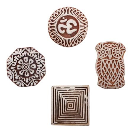 Set of 4 Piece New Mix Wooden Printing Block